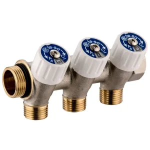 Коллектор Usystems SHB 3/4″ бронзовый с вентилями НР/ВР 4×3/4″НР Евроконус, ц/ц 50мм