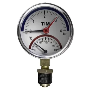 Термо-манометр TIM радиальный 6 бар, от 0гр. до 120гр., 1/2″ НР, Y-80-6