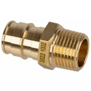 Штуцер Usystems с наружной резьбой латунный для труб PE-Xa 25-R1″НР, тип 1