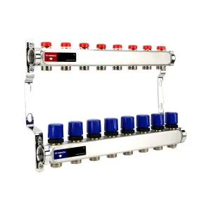 Группа коллекторная для отопления VARMEGA VM15508 ВР 1″, на 8 контуров 3/4″ EK, нерж. сталь