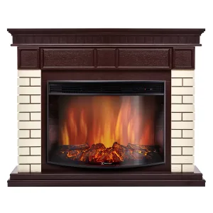 Каминокомплект: Очаг Electrolux EFP/P-2720RLS, портал Bricks 25 камень бежевый, шпон темный дуб