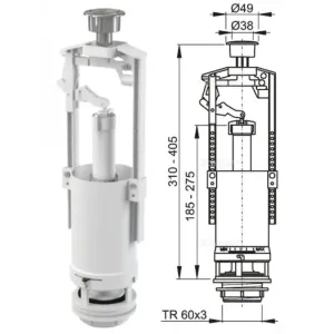 Сливной механизм с функцией start/stop, кнопка хром A2000 (AlcaPlast)