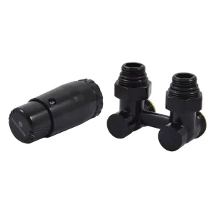 Комплект узла нижнего подкл SCHLOSSER угловой STANDARD 3/4" (Ral 9005) с термогол. М30х1,5, ниппеля 1/2"Х3/4"
