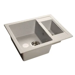 Мойка комп. GRANFEST Quadro GF-Q610K (610х500) Серый 1,5 чаши,прямоугольная