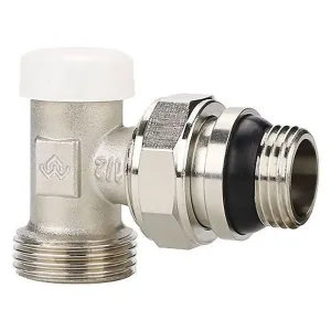 Клапан радиаторный VARMEGA 1/2″ x 3/4″EK запорный, угловой с самоуплотняющимся полусгоном VM10212