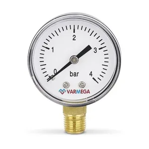 Манометр VARMEGA радиальный 50 мм, 4 бар, 1/4″, VMMT10-500402