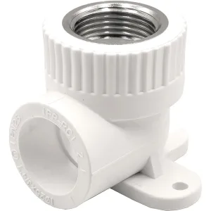 Угольник THERMOLIGHT комбинированный PP-R ВР с креплением 25х3/4″ белый (10/80)