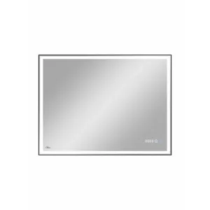 Зеркало MARONI (Rails LED) 800х700 Black, с часами, алюминиевый профиль