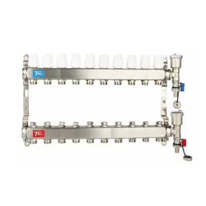 Группа коллект. VIEIR 1″х10х3/4″ без/расходомер, с дренаж. кр, воздухоотвод., нерж. ст VR115-10A