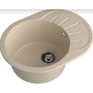 Мойка комп. GRANFEST Rondo GF-R580L (580×450) кашемир,круглая с мини-крылом