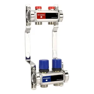 Группа коллекторная для отопления VARMEGA VM15502 ВР 1″, на 2 контура 3/4″ EK, нерж. сталь