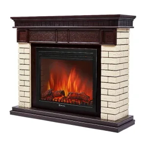 Каминокомплект: Очаг Electrolux EFP/P-3020LS N, портал Bricks 30 камень бежевый, шпон темный дуб
