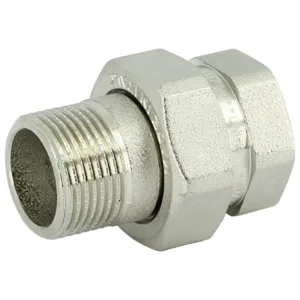 Соединение Uni-Fitt разъемное прямое НВ 1/2″ с прокладкой O-RING, никелированная латунь