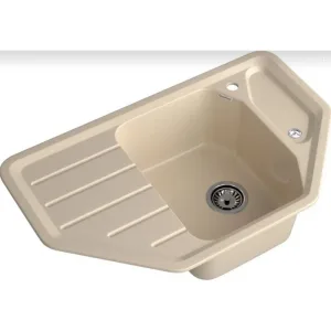 Мойка комп. GRANFEST Corner GF-C800E (800х500) Кашемир,угловая с крылом