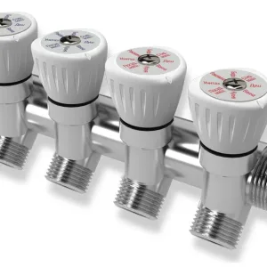 Коллектор с регулировочными вентилями 3/4"×1/2", 4 выхода