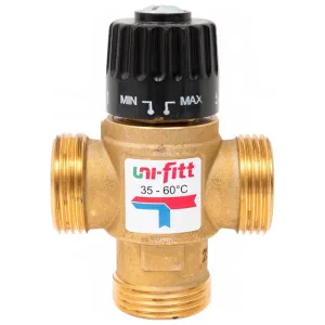 Клапан Uni-Fitt Н 1″ термосмесительный 35-60 гр., смешение боковое, латунный