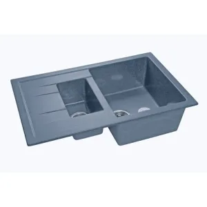 Мойка комп. GRANFEST Quadro Q775KL (775х500) Графит 1,5 чаши+крыло,прямоугольная