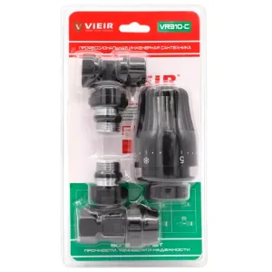 Комплект VIEIR терморегулирующий 1/2″ угловой VR310-C черный (25)