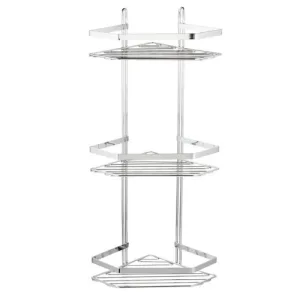 Полка угловая «Lider» (4242) 3 яруса, трапеция (плоский борт), 20*20*56, хром