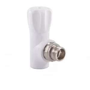 Вентиль PPR белый 20 х 1/2″ НР для радиатора угловой РТП
