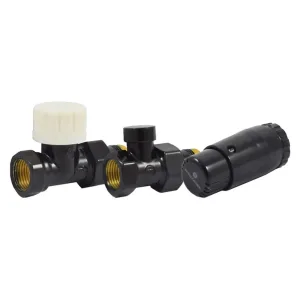 Комплект подключения SCHLOSSER STANDARD MINI 1/2" прямой, Ral 9005, с термоголовкой MINI М30х1,5
