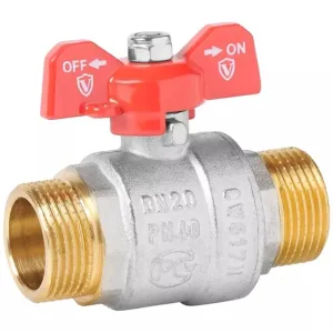 Кран VIEIR шаровый 1/2″ НН, усиленный, кр. бабочка, никель (1112/14) VR105-03