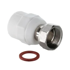 Муфта PPR белая с накидной гайкой 25 х 3/4″ «VALTEC» (VTp.708.0.02505)
