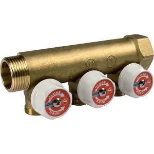 Коллектор сантехнический Giacomini с вентилями 3/4″ x 1/2″E /3, R585CY063