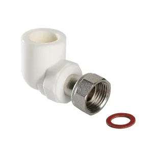 Угольник PPR белый с накидной гайкой 20х1/2″ «VALTEC» (VTp.758.0.02004)