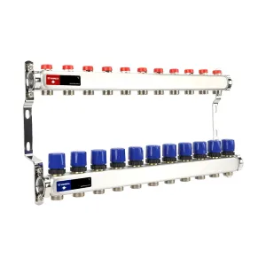 Группа коллекторная для отопления VARMEGA VM15511 ВР 1″, на 11 контуров 3/4″ EK, нерж. сталь