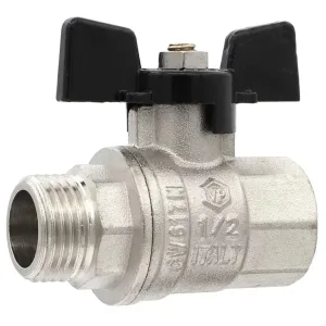 Кран VIEIR шаровый 1″ ВВ, бабочка, никель, черный (60/6) VP220-03