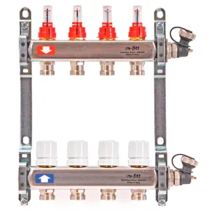 Группа коллекторная Uni-Fitt 1″х13 вых 3/4″ с расходомерами и термостат. вентилями, нерж. сталь