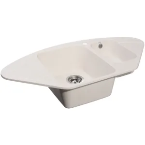 Мойка комп. GRANFEST QUARZ GF-Z 14 1,5 чаши 927*497 белый,угловая с крылом