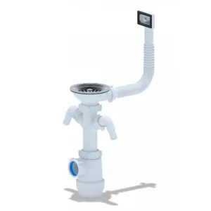 Сифон Ани Грот 3 1/2″* 40 с 2 отв. с/м с переливом мойки (A0146S)