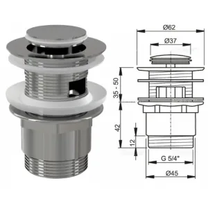 Донный клапан для умывальника click/clack,5/4″ малая заглушка A39 (AlcaPlast)