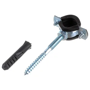 Хомут СТМ металлорезиновый с дюбелем и шурупом 1/2″ (20-25мм)