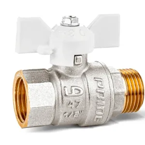 Кран шаровой латунный LD Pride 47.25.B-Н.Б (White) Ду 25 Ру 40 вн-нр, (бабочка)