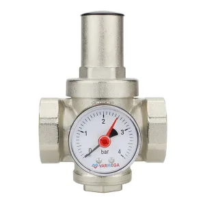 Редуктор давления VARMEGA 1″, PN25, поршневой, с присоединением к манометру, VM12703