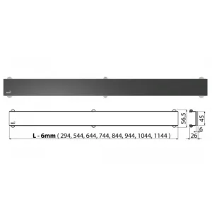 Решетка для желоба СТЕКЛО — ЧЕРНОЕ GL1204-550 (AlcaPlast)