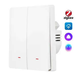 Выключатель HOMMYN настенный zigbee 2 клавиши (без нейтрали) SWZBNN02W