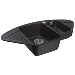 Мойка комп. GRANFEST QUARZ GF-Z 14 1,5 чаши 927*497 черный,угловая с крылом