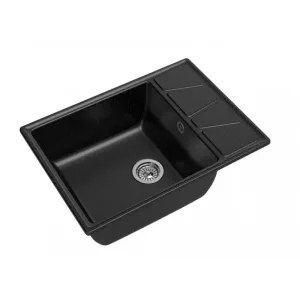 Мойка комп. GRANFEST VERTEX GF-V-680L (680х500) Черный,прямоугольная с крылом