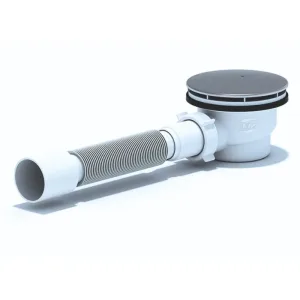 Сифон АНИ для душевого поддона 1 1/2″х90, h 65 c гибкой трубой 375*40/50 (E325C)