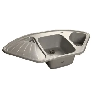 Мойка комп. GRANFEST Corner GF-C1040E (1039х560) Серый 1,5 чаши+крыло,угловая