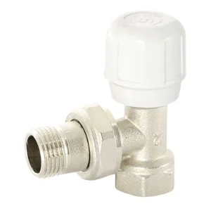 Вентиль Uni-Fitt ручной угловой НВ 1/2″ с разъёмным соединением, никелированный