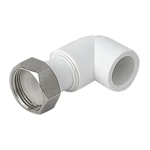 Угольник PPR белый с накидной гайкой 20 х 1/2″ «ФД-пласт» (22001)