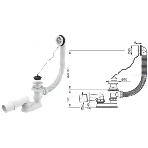 Сифон для ванны, выпуск пластиковый A502 (AlcaPlast)