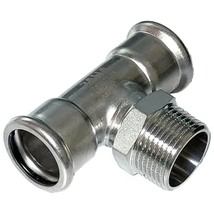 Тройник-пресс для нержавеющих труб Sanha NiroPress 316L ВПр-НР-ВПр, 22×R1/2×22