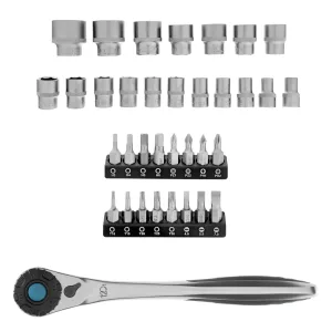 Набор торцевых головок, трещотка 120 зубьев, 1/2″,3/8”, CrV, 36 предметов Gross