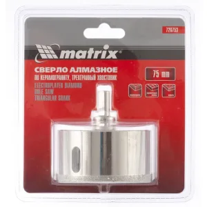 Коронка алмазная по керамограниту, 75 х 67 мм, трехгранный хвостовик Matrix